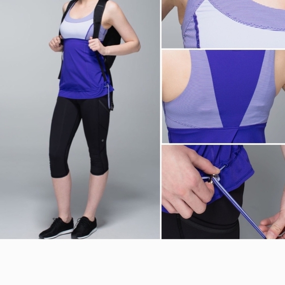Lululemon Athletica Run Ta Ta TopperTank Cool Breeze Tank Top Purple Stripe Sz 4 - Picture 2 of 9